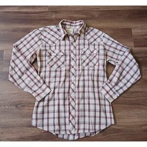 Vintage Recess Western Pearl Snap Plaid Shirt Size Medium